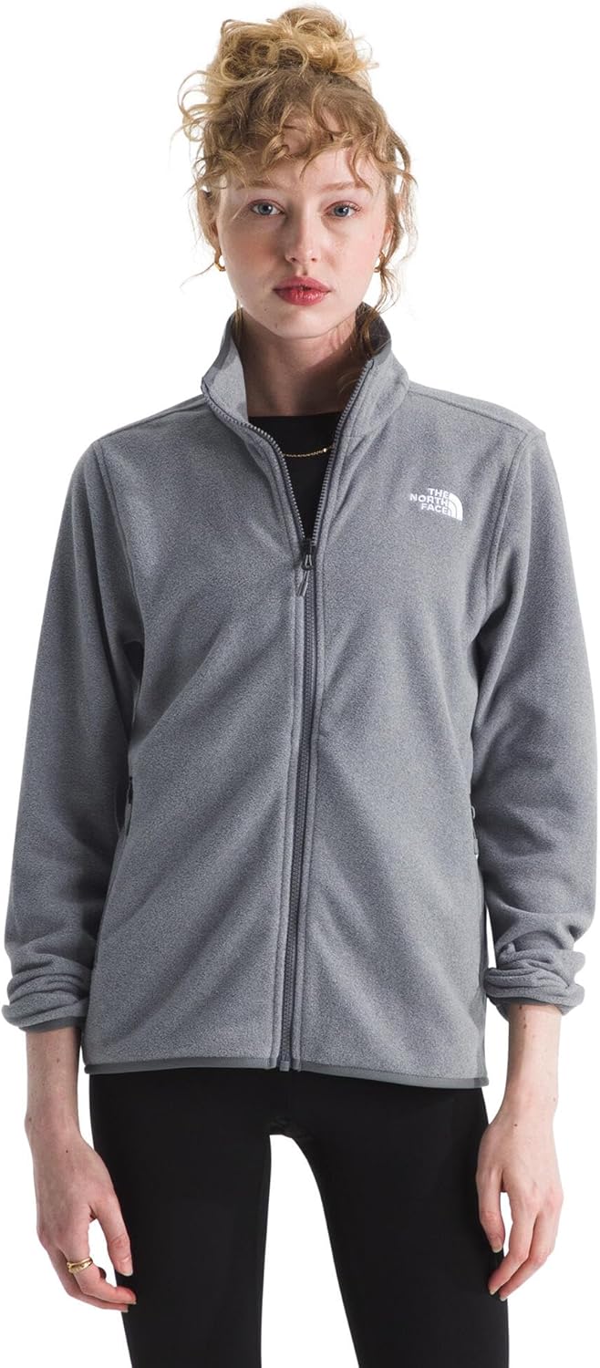 

THE NORTH FACE Женская куртка Glacier Fleece (стандарт и плюс сайз) с застежкой-молнией, ручными карманами и эластичными манжетами, воротником и низом, Tnf Mid Grey Heather