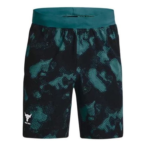 

Шорты project rock woven camo printed shorts 'black teal' Under Armour, черный