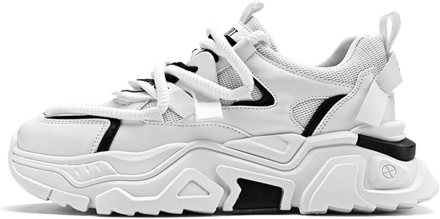 

Мужские осенние кроссовки с толстой подошвой, спортивные, повседневные, дышащие, белые Hcqijinrx