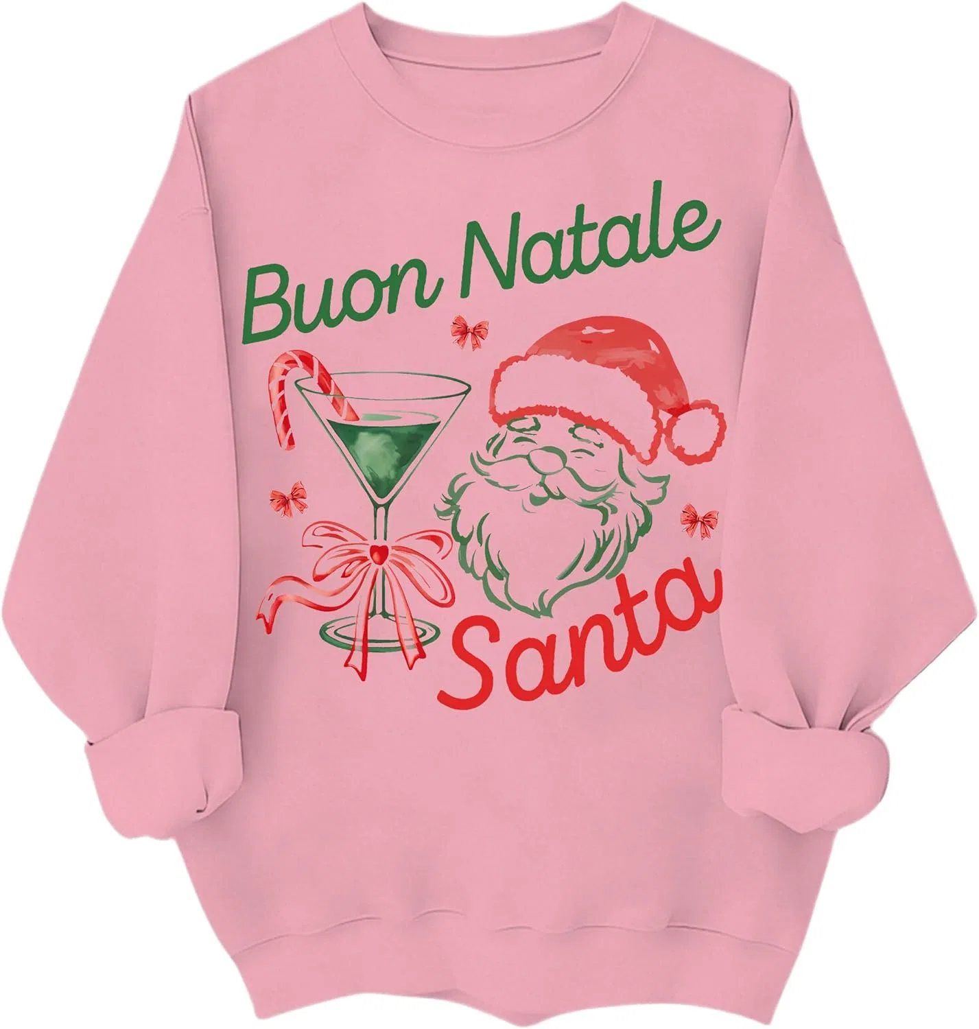 Buon Natale Санта-Рождественский свитер Санта-винные бокалы толстовка итальянский рождественский свитер Buon Natale унисекс