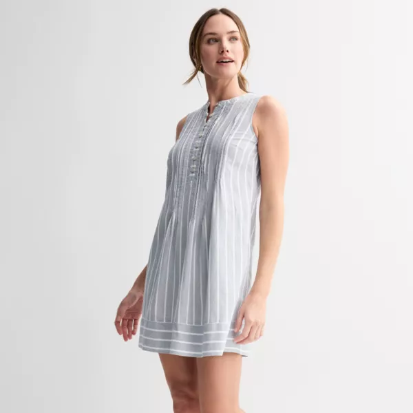 

Женское платье без рукавов со складками Sonoma Goods For Life, цвет medium blue stripe