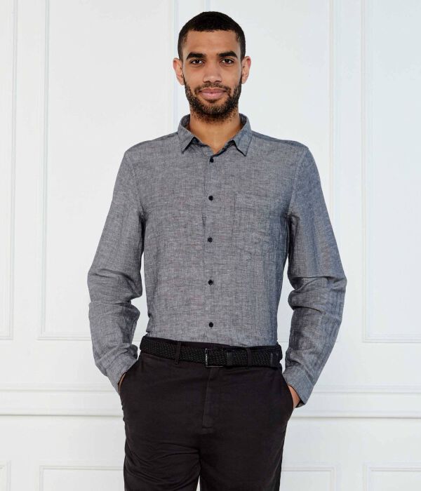 

Льняная рубашка Regular fit Calvin Klein, черный