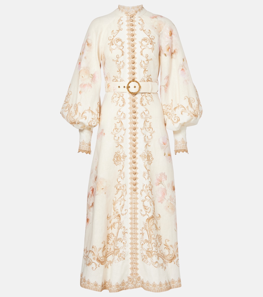 

Платье-рубашка из льна с гипнотическим принтом Zimmermann, Cream Peony