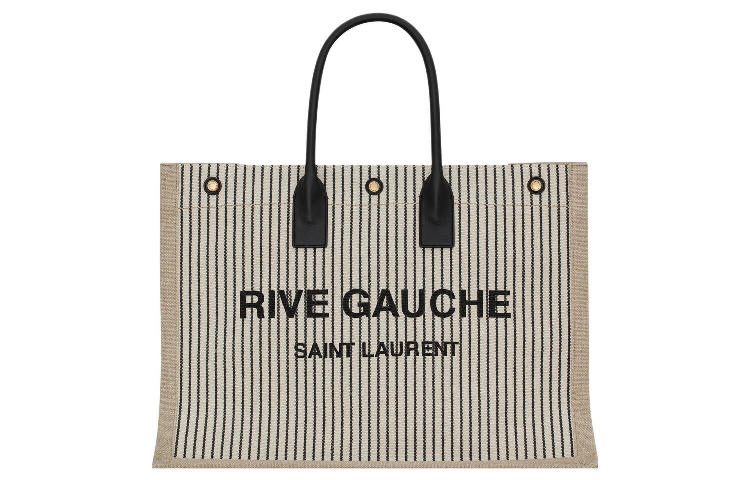 

Сумка-шопер Rive Gauche из ткани с кожаными вставками, унисекс, кремово-серый/черный SAINT LAURENT