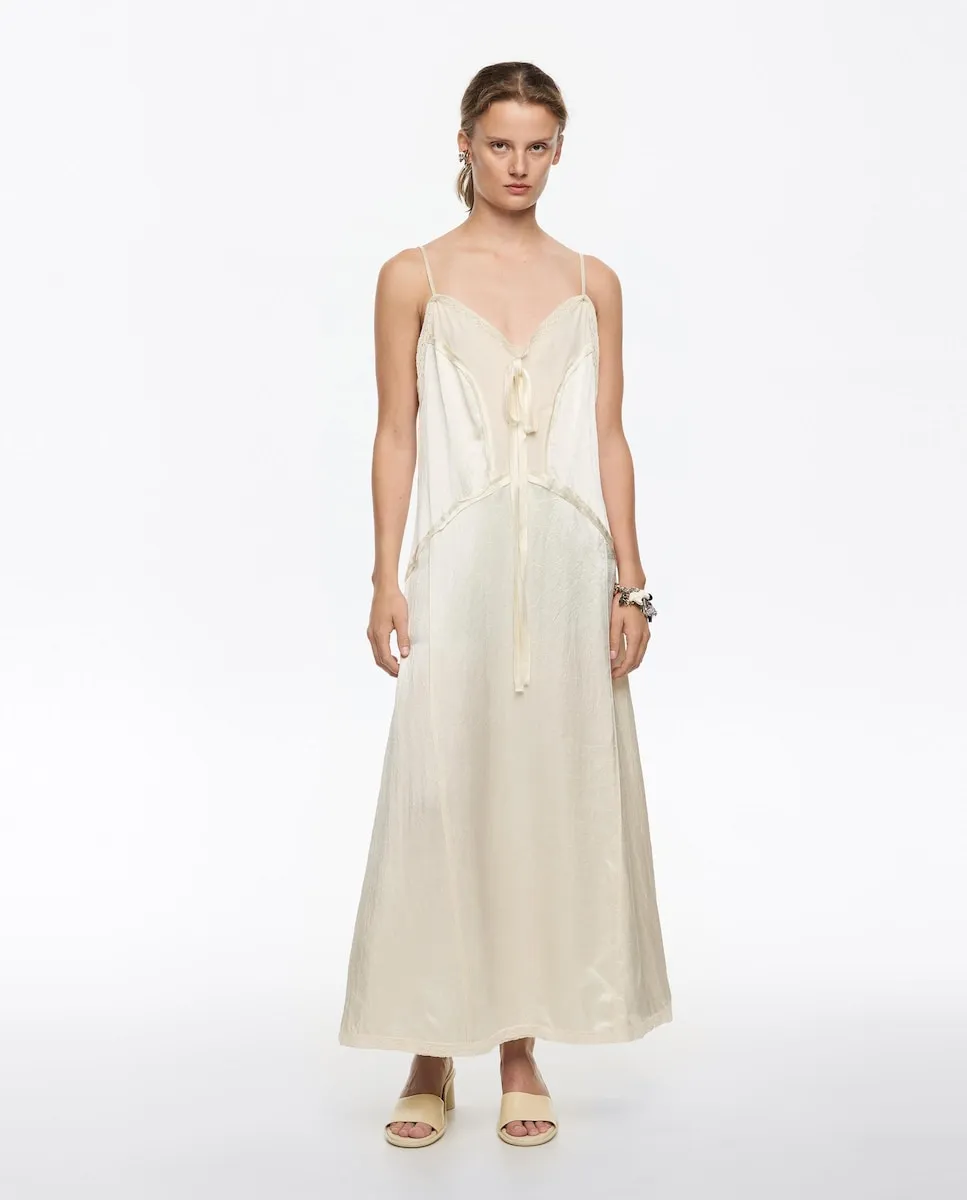 

Прямое миди-платье из разных тканей Bimba y Lola, бежевый