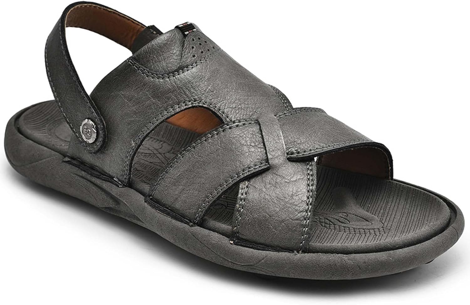 

Мужские кожаные спортивные сандалии, дышащие, мягкие, противоскользящие, износостойкие, пляжные сандалии, летние, легкие, универсальные Generic, черный/серый