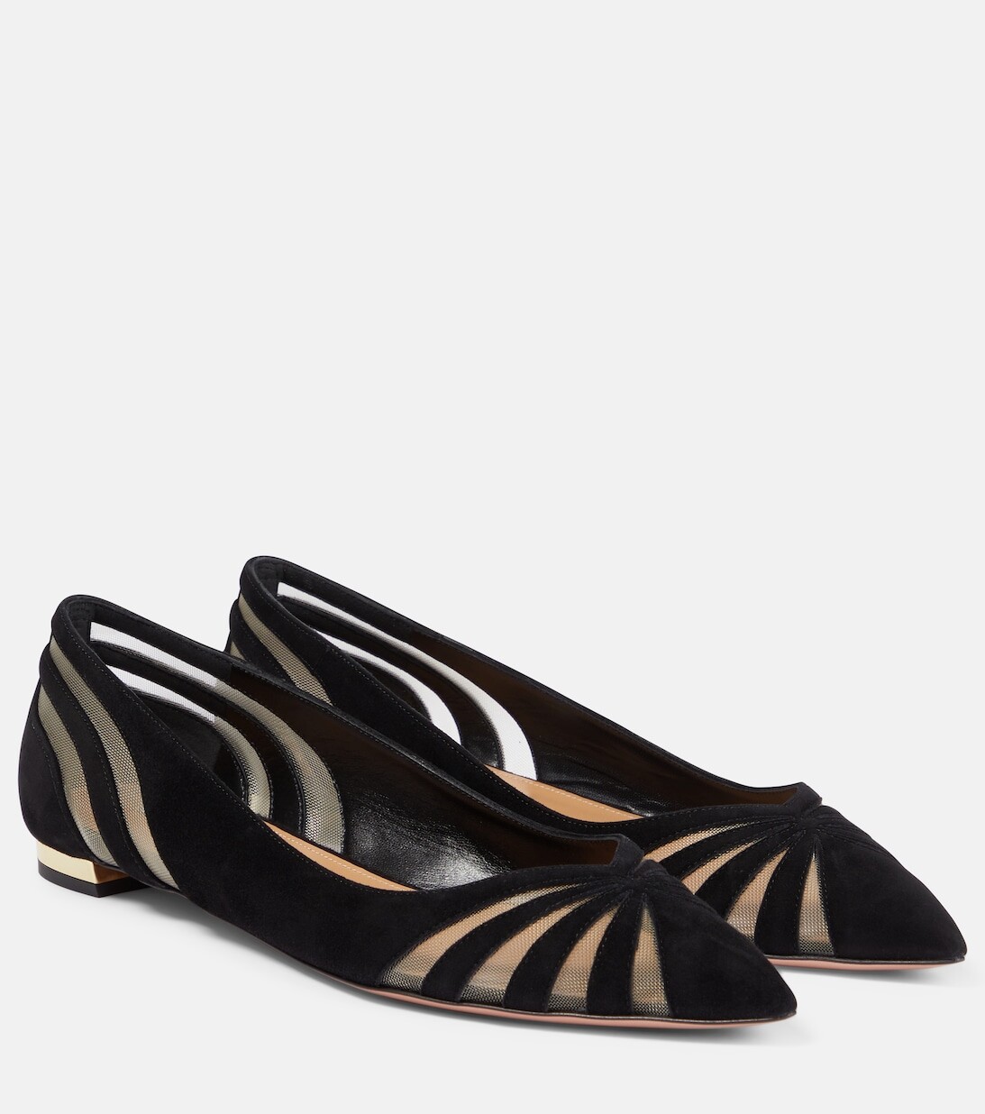 Замшевые балетки The Spy Aquazzura, черный
