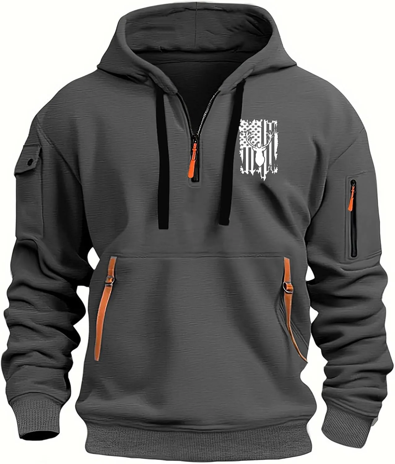 

Мужской худи с капюшоном на четверть молнии и длинными рукавами