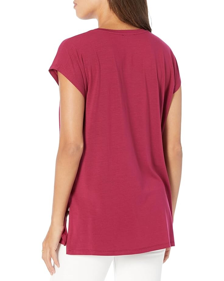 

Топ Eileen Fisher V-Neck Long Boxy Top, цвет Roseberry