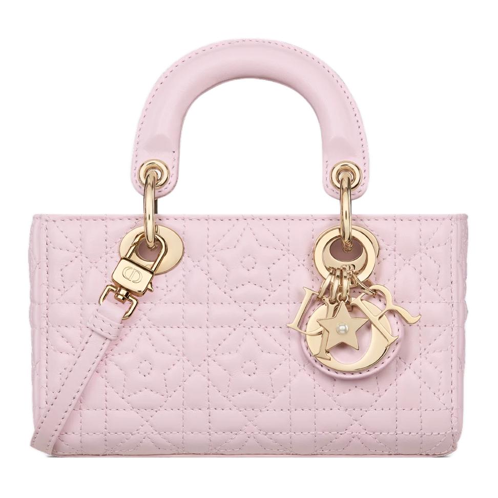 

DIOR Леди Ди Джой дамская сумка из овчины через плечо кроссбоди клатч экстра мини женская светло-розовая