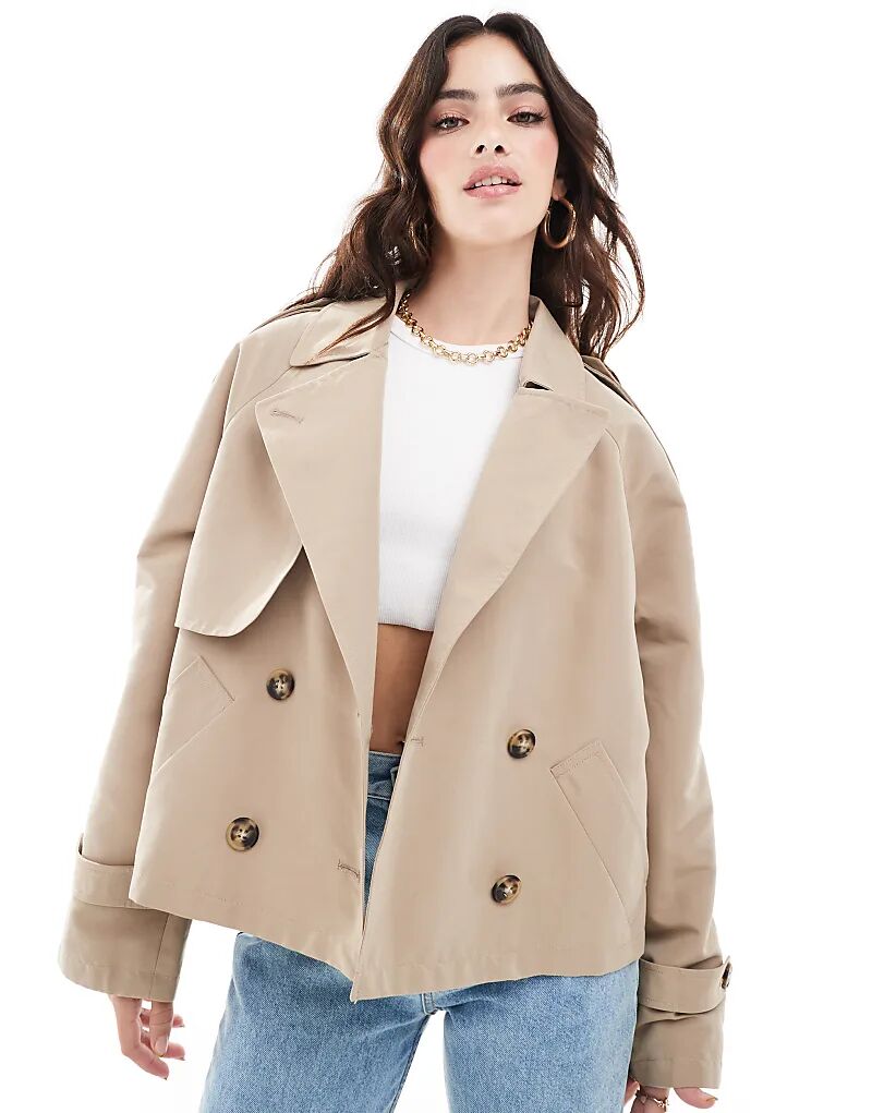 

Короткий свободный тренчкот бежевого цвета Vero Moda