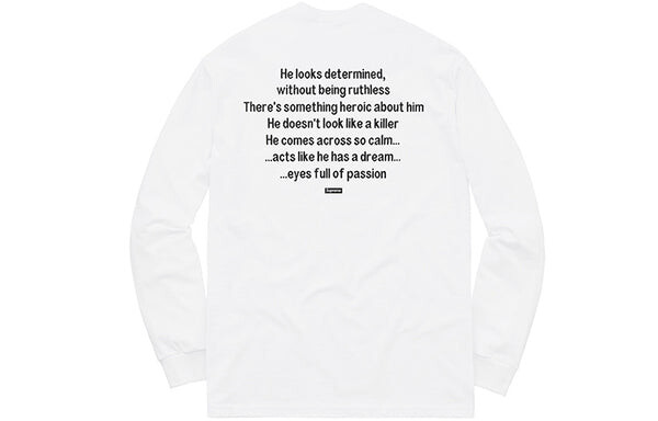 Футболка fw18 the killer l/s tee white bloody twins chow yun fat printing long sleeves Supreme, белый — фото 2