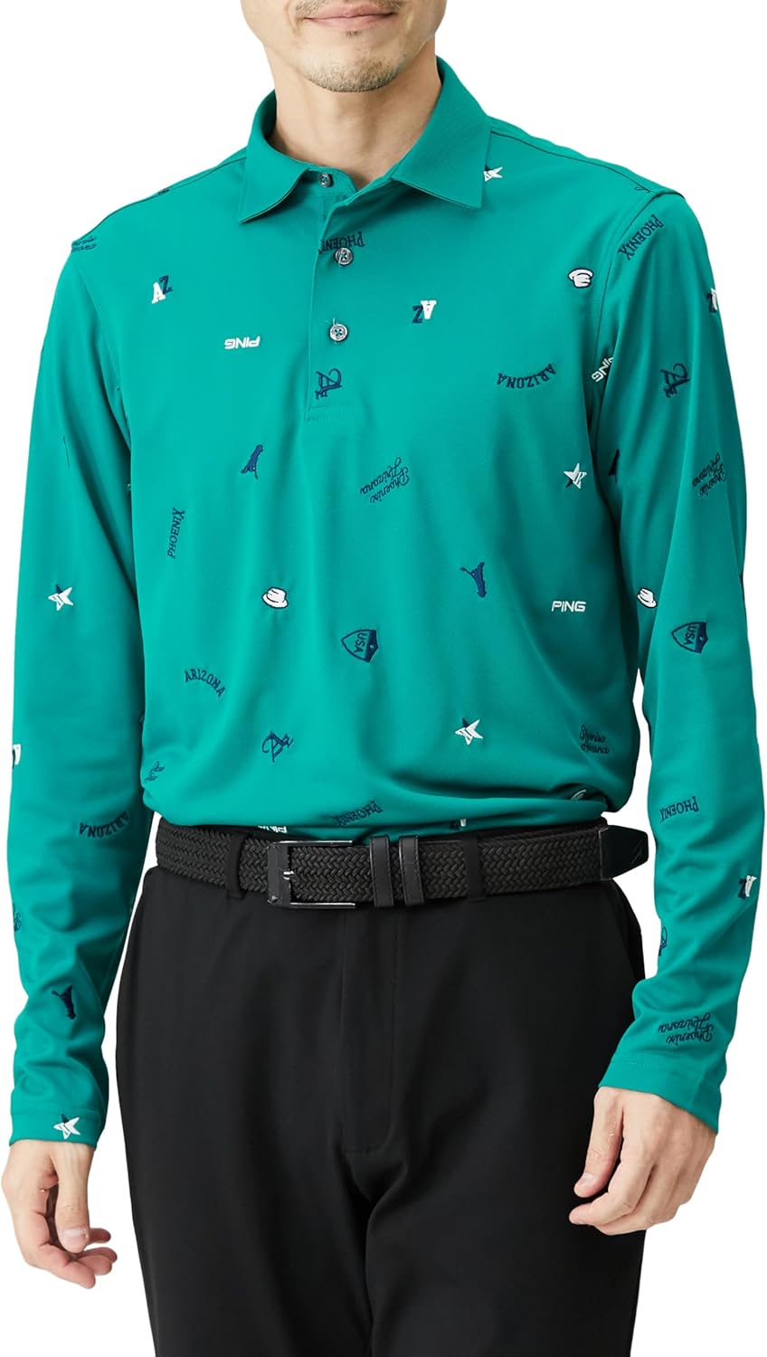 

Мужская поло-рубашка с длинным рукавом Pin Apparel 621-4161103 (Space Master UV: впитывает пот, быстро сохнет, защищает от УФ-излучения), для гольфа, 130зеленый, LL Ping