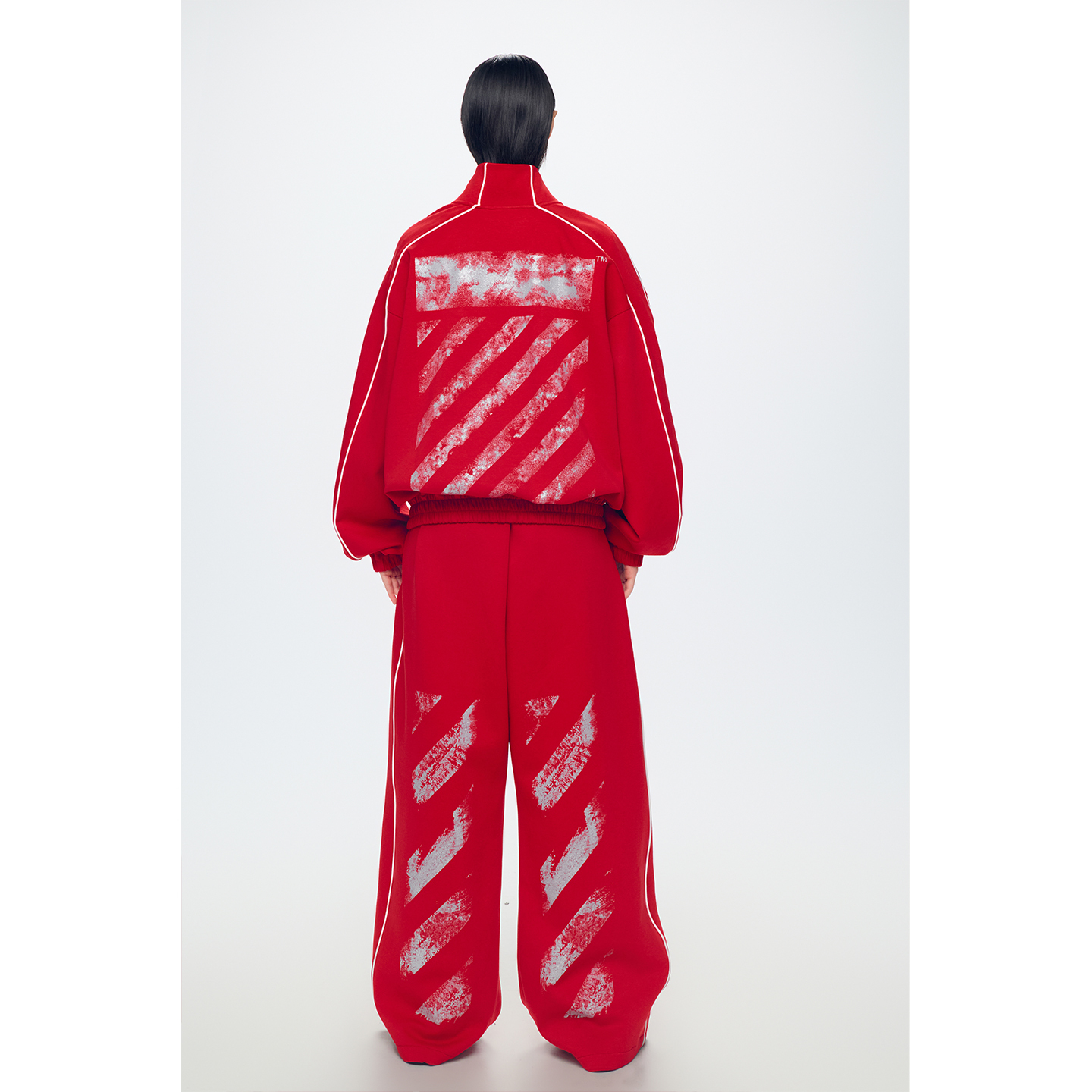 OFF-WHITE Куртка OFF WHITE Unisex с красной отделкой лацкана в стиле умеренного Workwear — фото 4