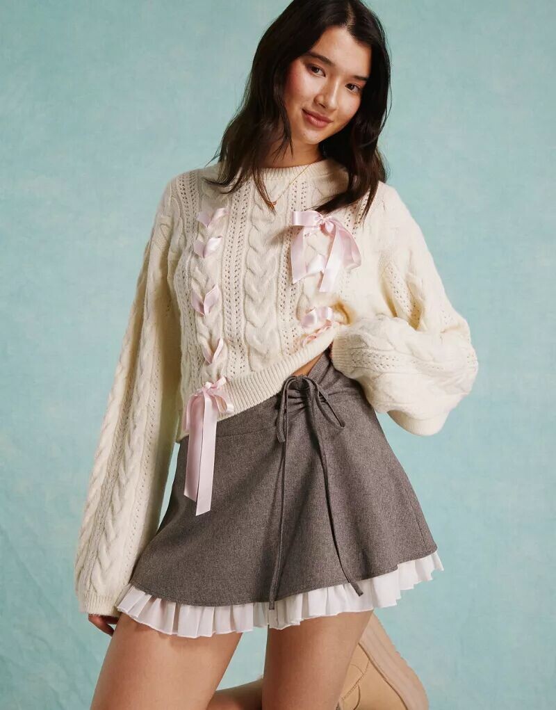

Элегантная серая мини-юбка Miss Selfridge с рюшами по низу