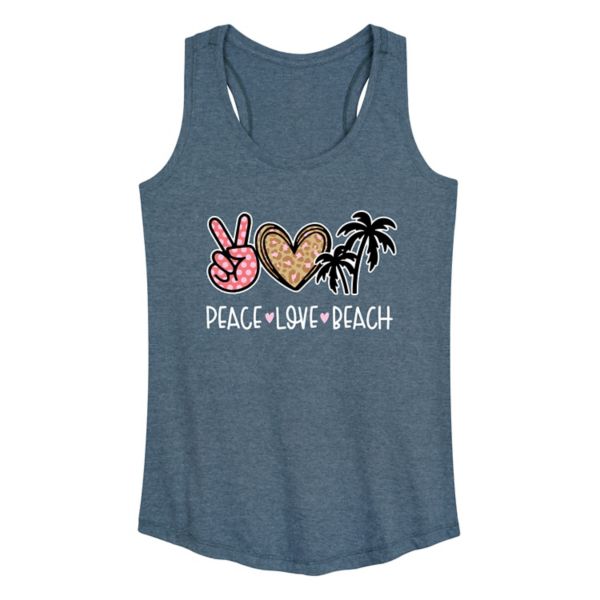 

Женская майка с принтом «Peace Love Beach» Licensed Character, синий