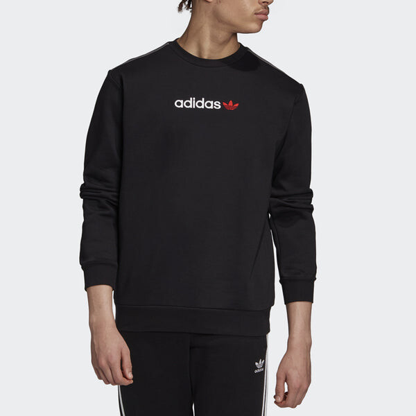 Толстовка originals linear crew logo printing casual sports black Adidas, черный — фото 3