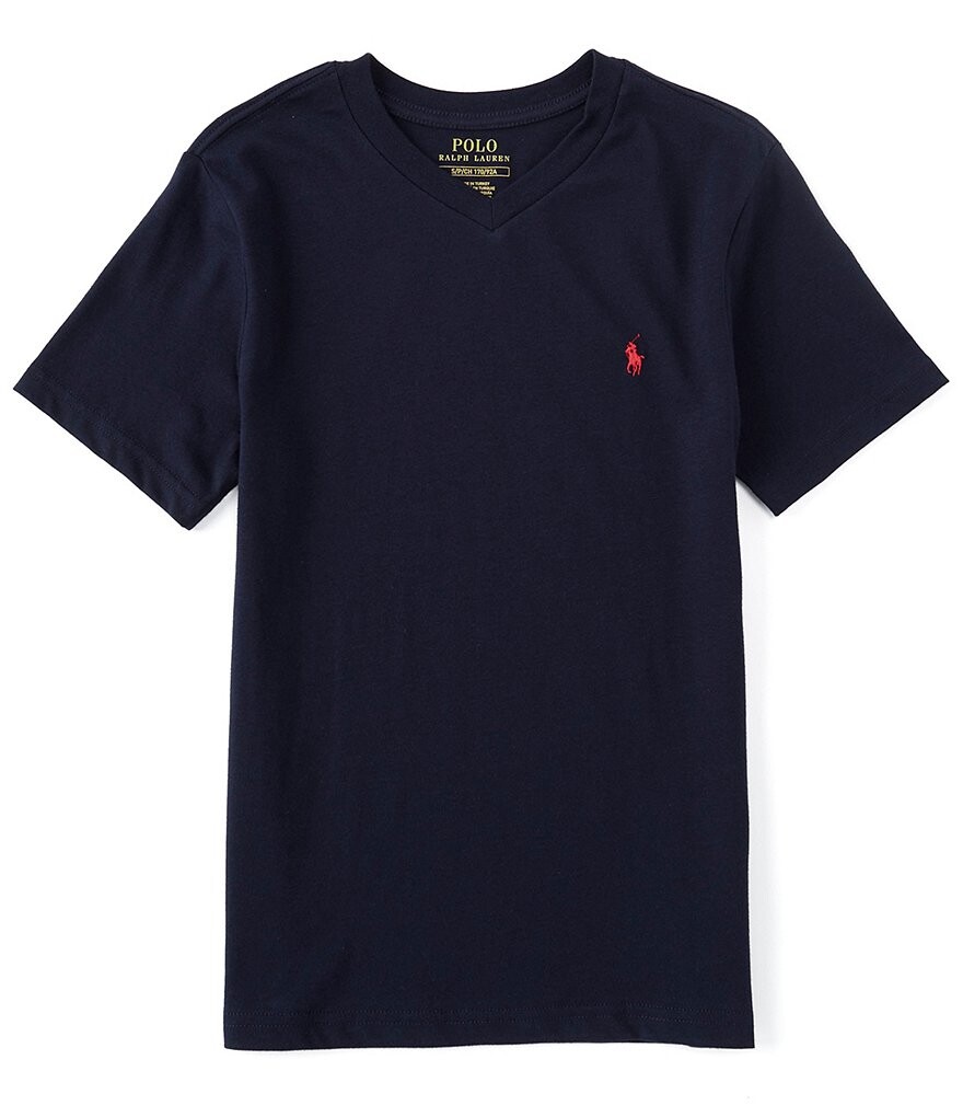 

Футболка с короткими рукавами и V-образным вырезом Polo Ralph Lauren Big Boys 8–20, синий