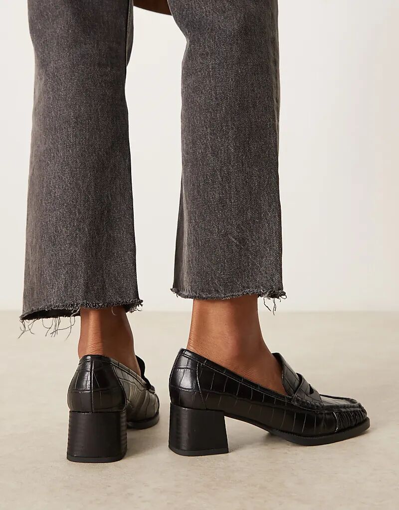 Лоферы Siren на среднем каблуке ASOS DESIGN с чёрным крокодиловым принтом — фото 2