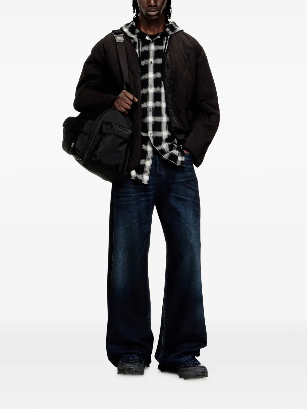 Стеганая куртка с V-образным вырезом S-Boys Diesel, черный — фото 2