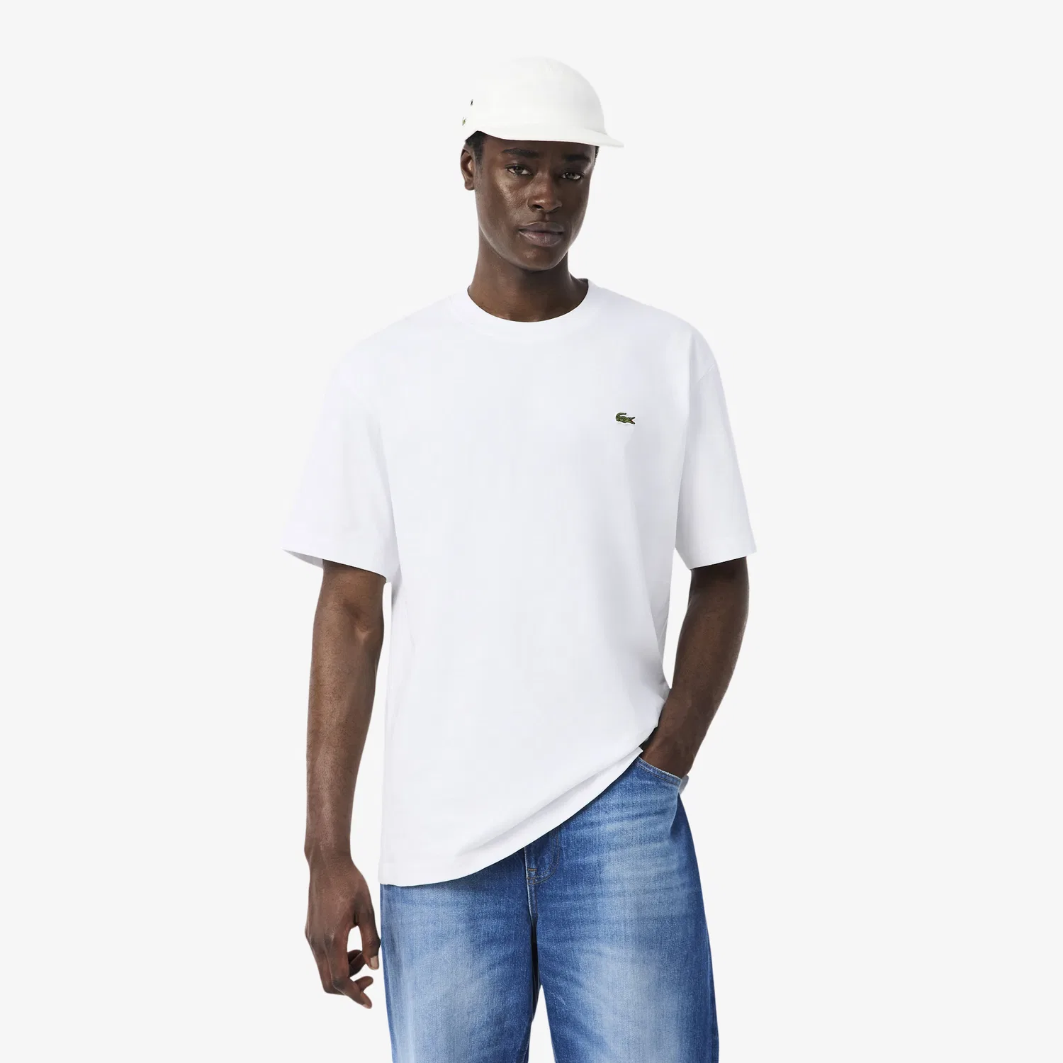 Мужская футболка Lacoste свободного кроя, белый — фото 2