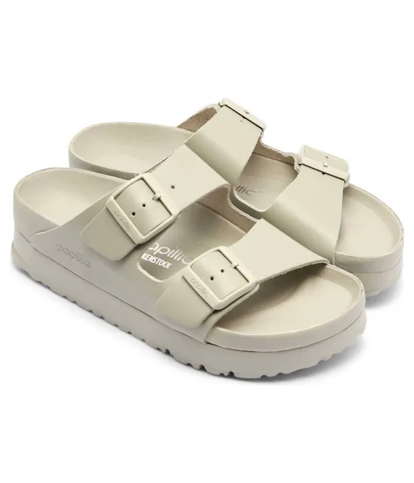 Тапочки из кожи Arizona Flex Narrow fit Birkenstock, серый — фото 3