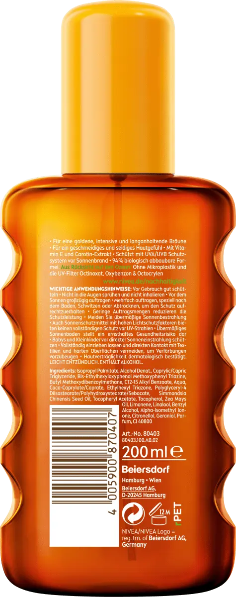 Солнцезащитное масло-спрей NIVEA SUN Tropical Bronze SPF 6 — фото 4