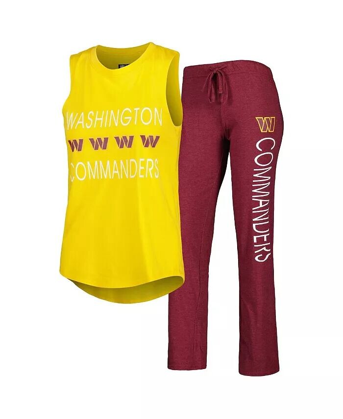 

Женская майка и брюки Washington Commanders бордового и золотого цвета для сна Concepts Sport, красный