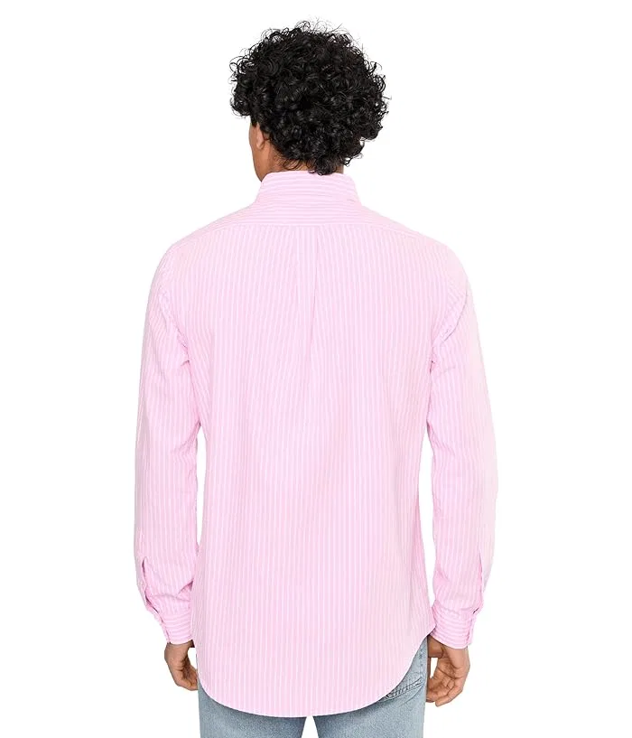 Футболка из сшитой ткани Classic Striped Seersucker Shirt Polo Ralph Lauren, Harbor Island Blue/Polo Black/Andover Heather — фото 4