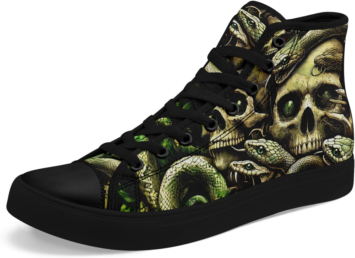 

Высокие кеды на шнуровке AWSOLE Gothic Skull для мужчин и женщин, смелый и дерзкий дизайн кроссовок для повседневной носки, плоская подошва для ходьбы, черный/зеленый/коричневый