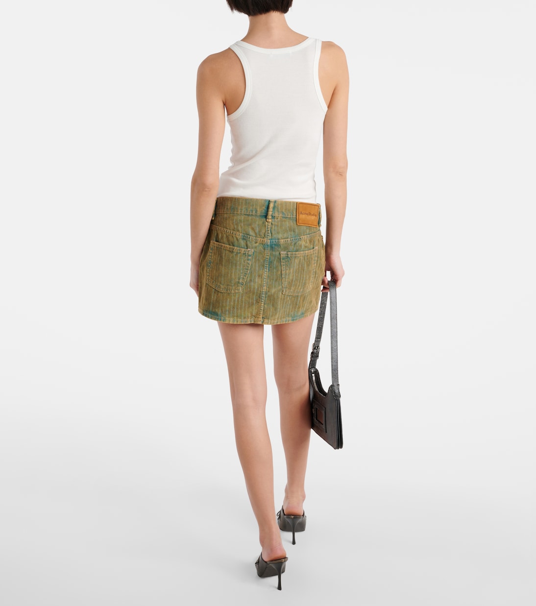 Мини-юбка из выцветшего денима и вельвета Acne Studios, Brown/Blue — фото 3
