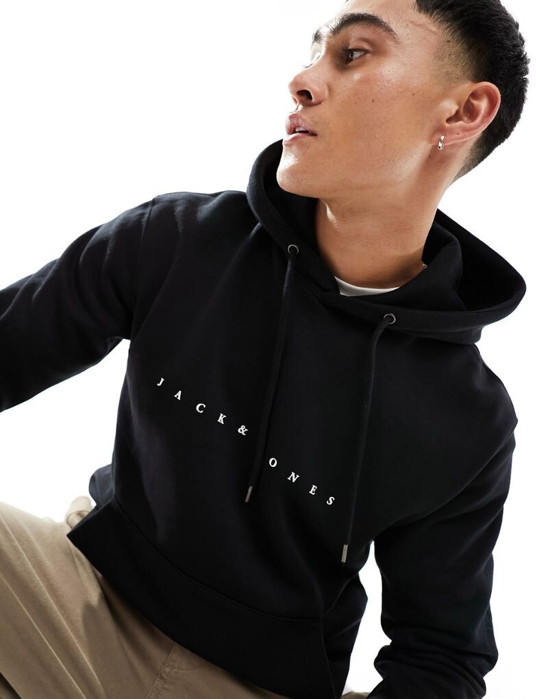 

Черная толстовка с вышитым логотипом Jack & Jones