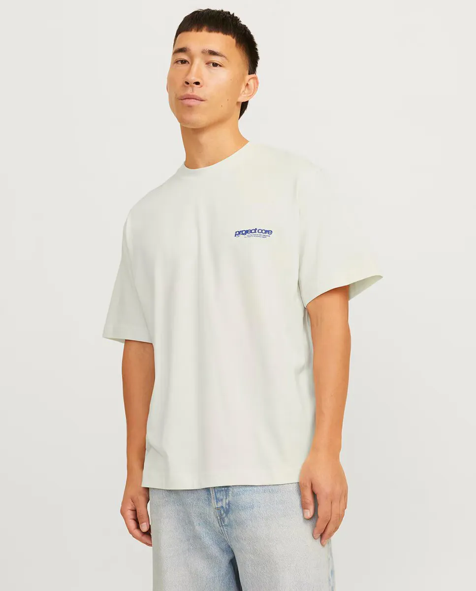 

Мужская футболка с коротким рукавом и круглым вырезом и боковым логотипом Jack & Jones, бежевый