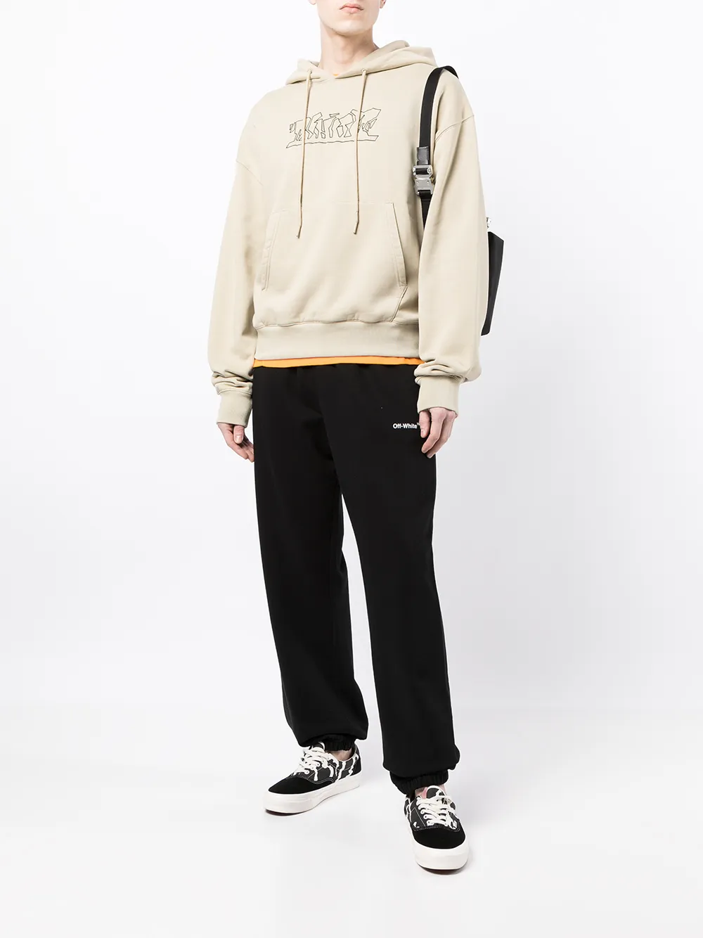 Худи с вышитым логотипом OFF-WHITE, коричневый — фото 2