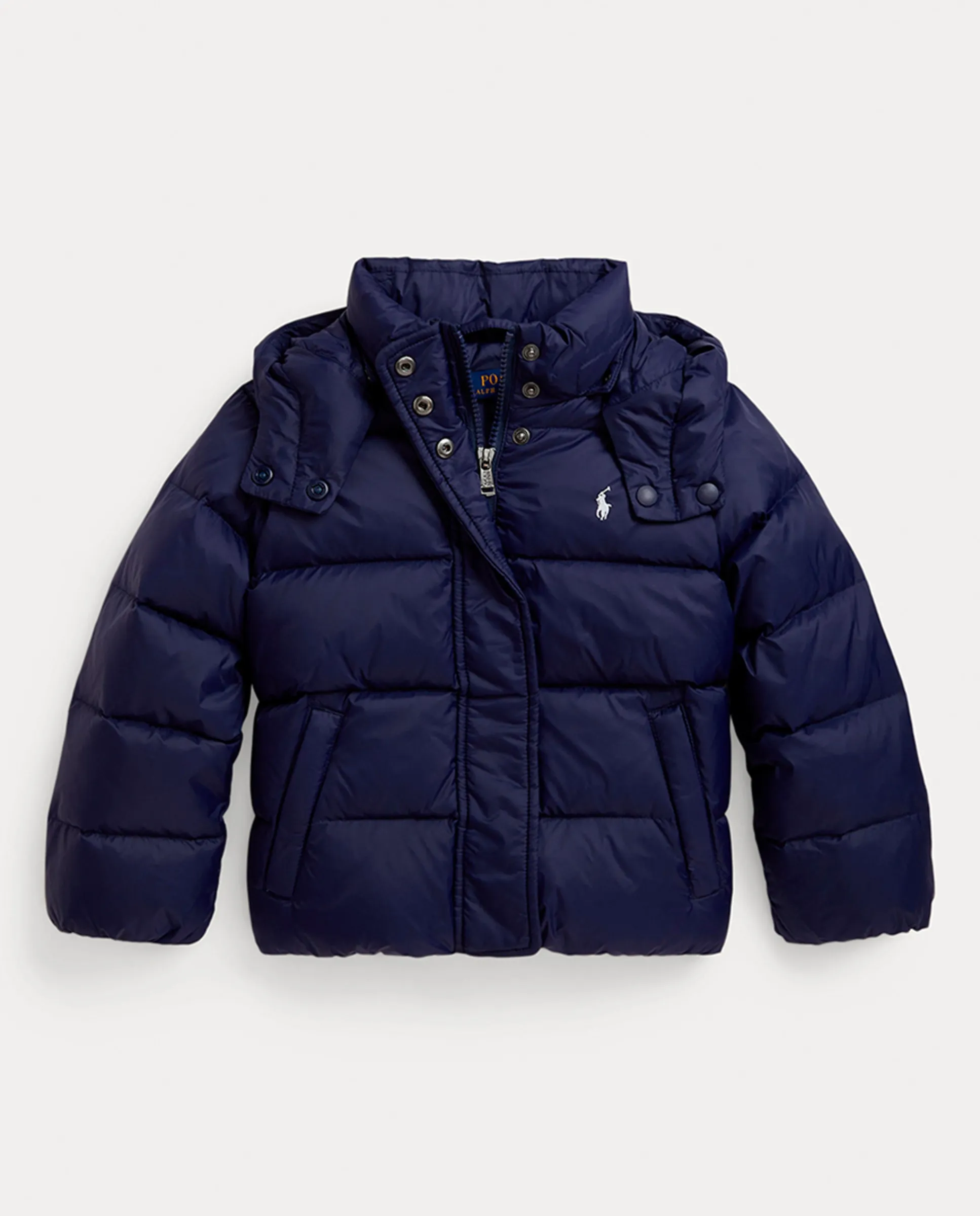 

Детская пуховая куртка с блестками и капюшоном Polo Ralph Lauren, темно-синий