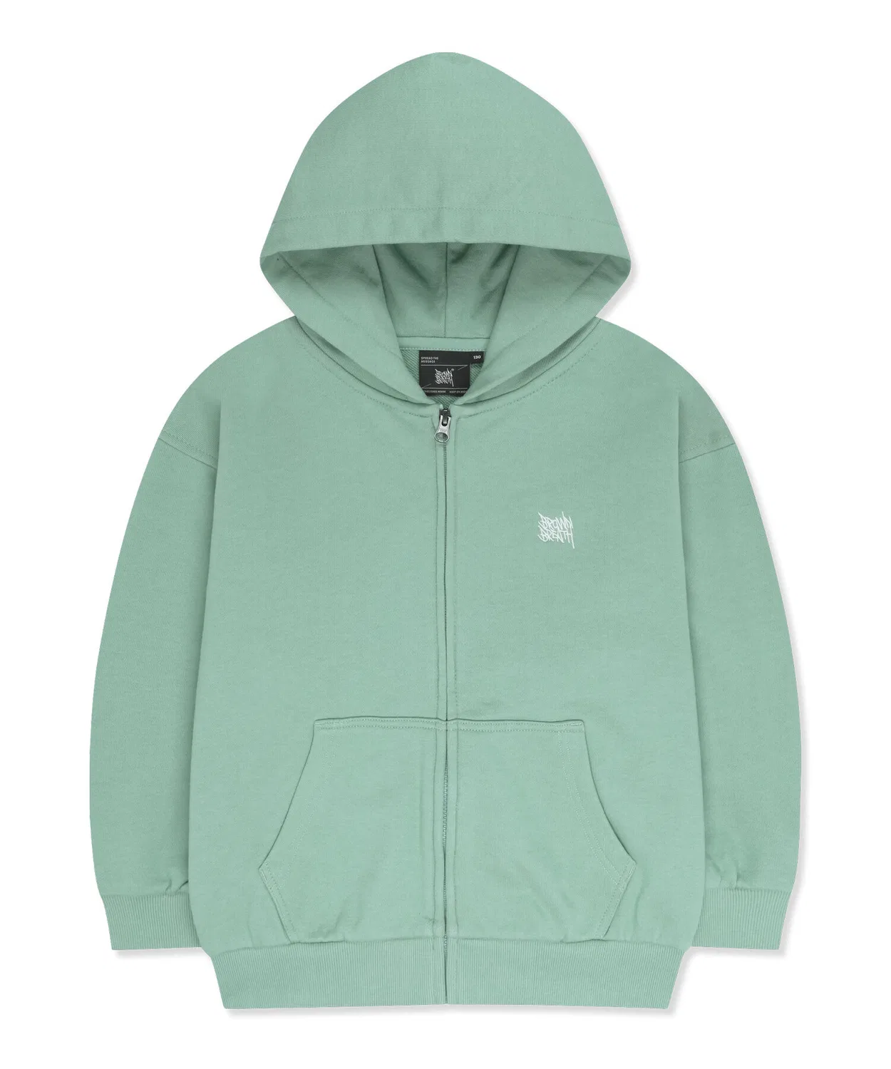 Детская толстовка на молнии с капюшоном Kids Tag Spray Hood мятного цвета от Brownbreath Kids — фото 2