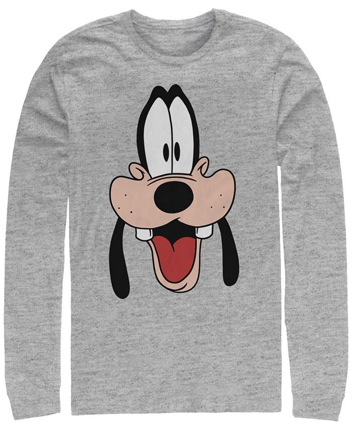 

Мужская футболка с длинными рукавами и круглым вырезом A Goofy Movie Goofy Dad Big Face Fifth Sun, серый