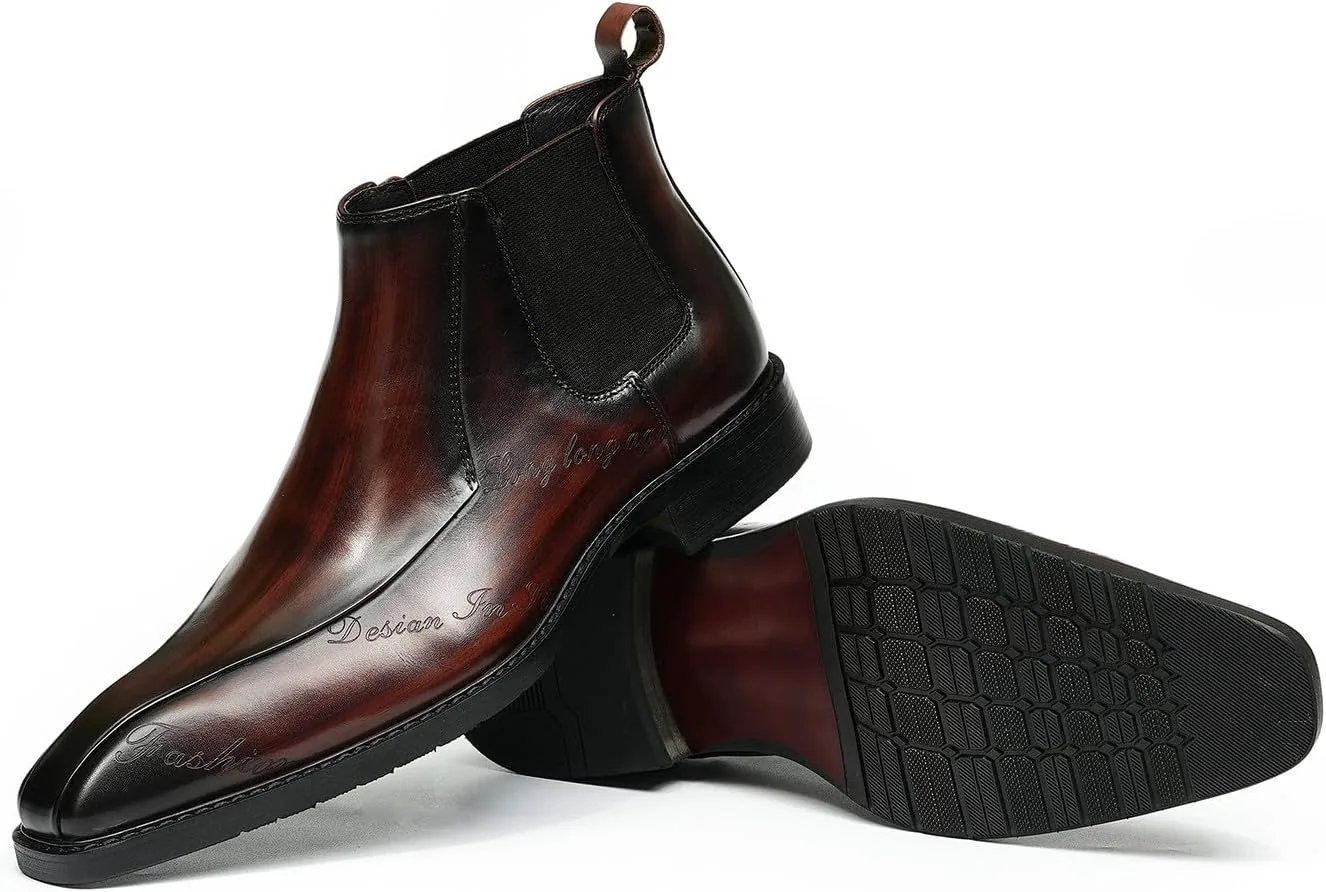 Мужские ботинки Chelsea Santimon Mens, повседневные ботинки до щиколотки, из натуральной кожи, модные вестерн-ботинки, смокинговые, свадебные, бизнес-батинки Чакка для мужчин — фото 4
