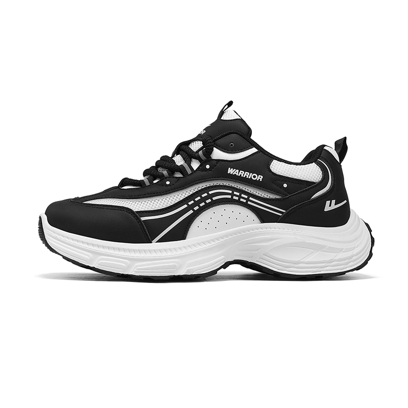 

Мужские кроссовки низкие массивные с увеличенной высотой, износостойкие, легкие, нескользящие WARRIOR, черный белый