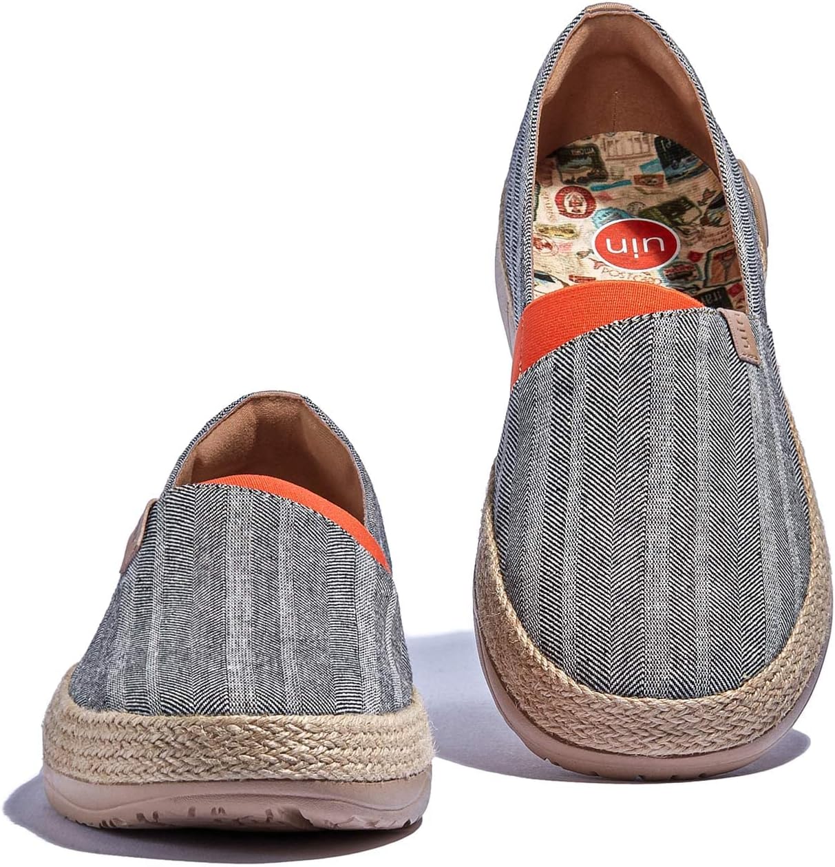 Мужские эспадрильи UIN Slip Ons- легкие прогулочные повседневные лоферы, удобные, с ручной росписью, серия Marbella, серый — фото 3