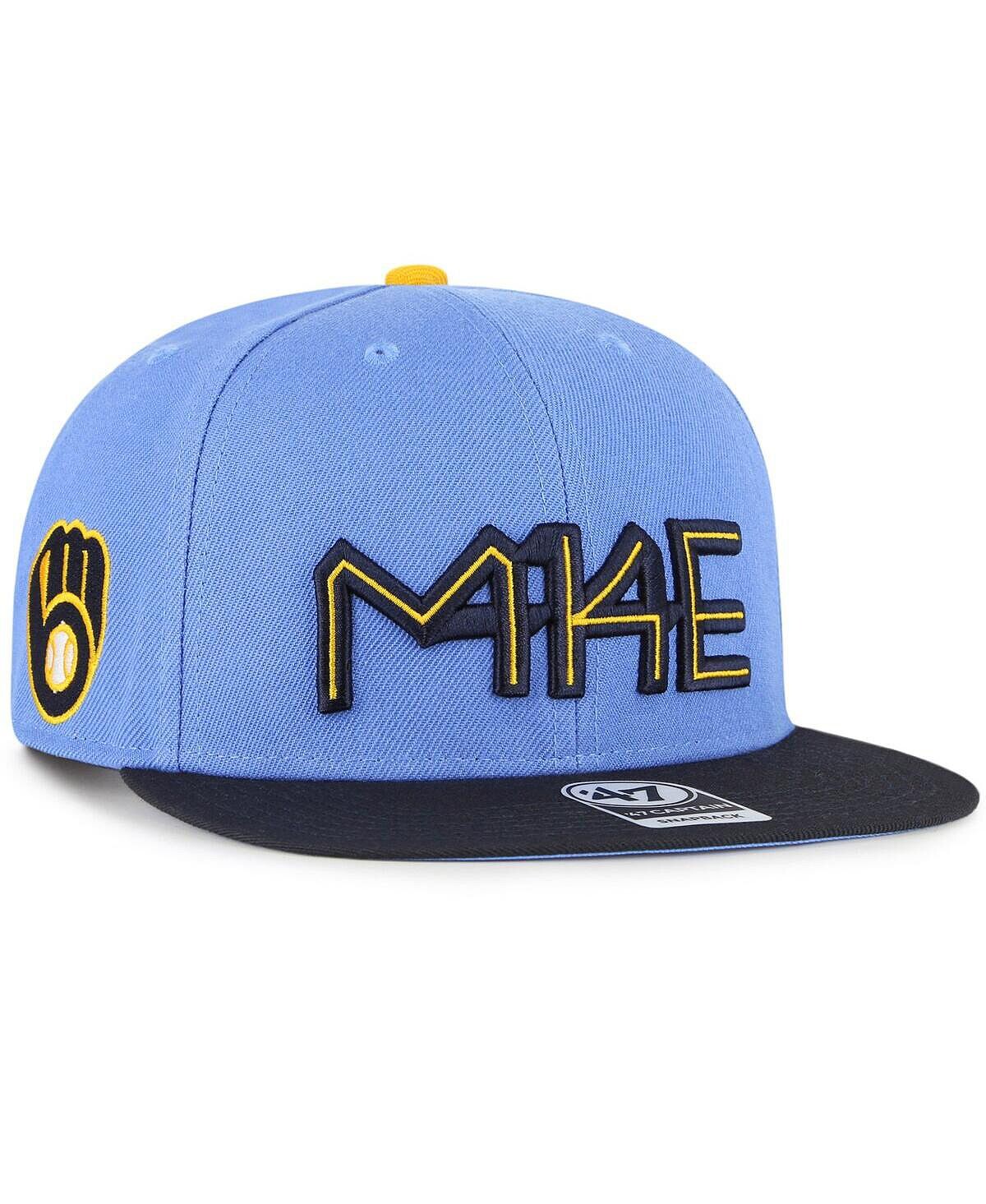 

Мужская кепка Milwaukee Brewers 2022 пудрово-синего цвета City Connect Captain Snapback '47 Brand