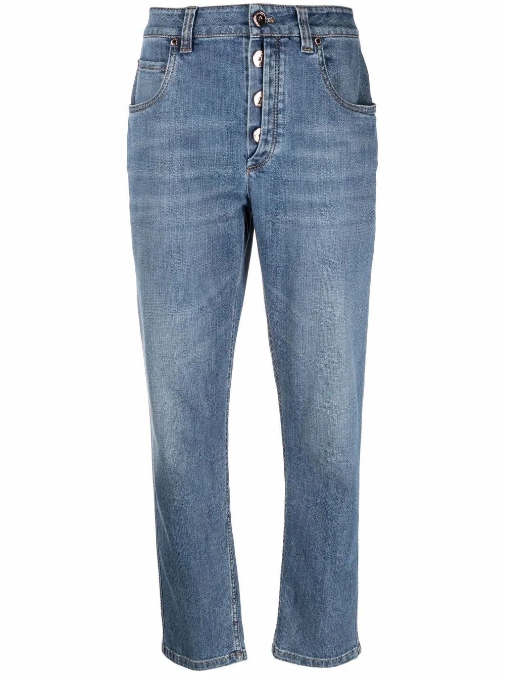 

Прямые джинсы средней посадки Brunello Cucinelli, синий