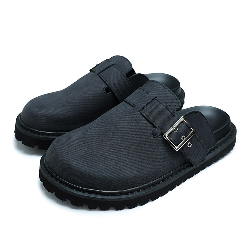 

Мужские тапочки с HD резиновой подошвой устойчивой к истиранию и скольжению закрытым носком HAPPY DINO, темно-серый