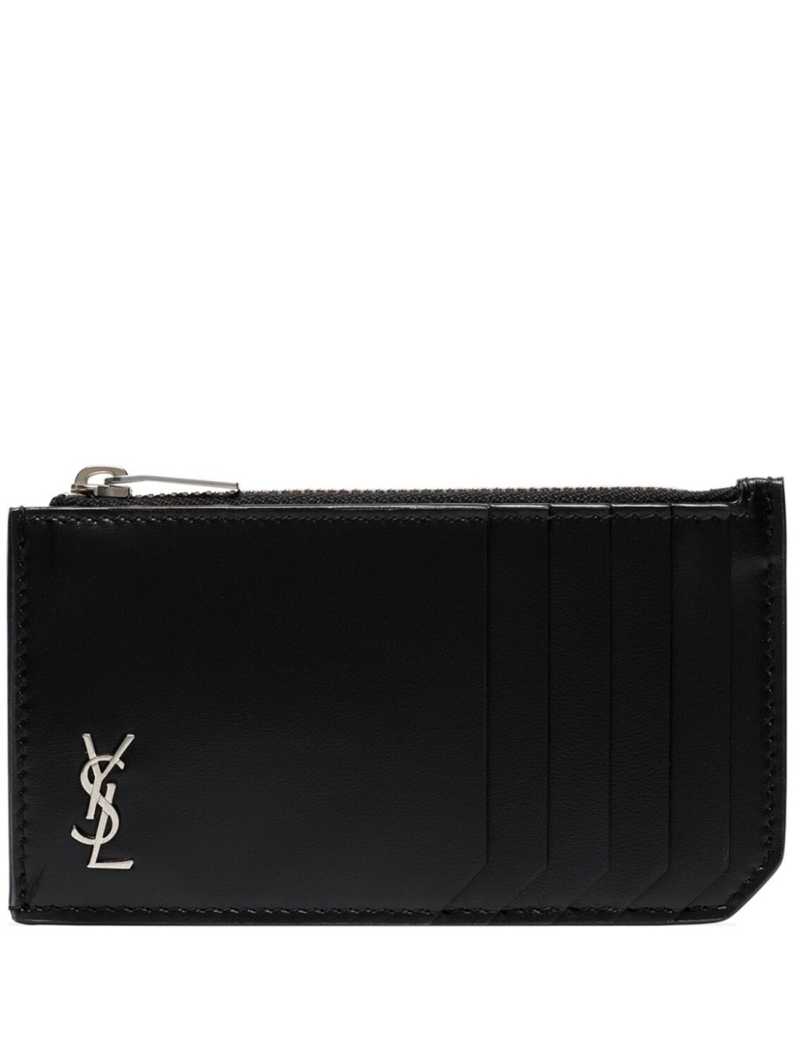 

Saint Laurent картхолдер на молнии с монограммой, черный