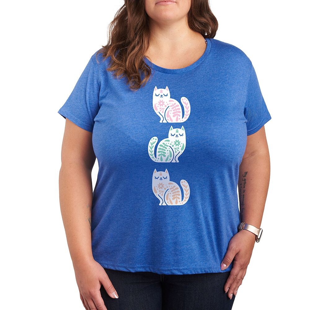 

Футболка Plus с рисунком скандинавских кошек, цвет Heather Royal Blue