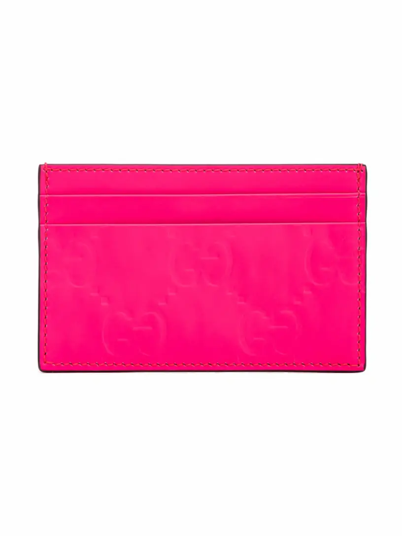 

Кожаная визитница с монограммой Gucci, розовый