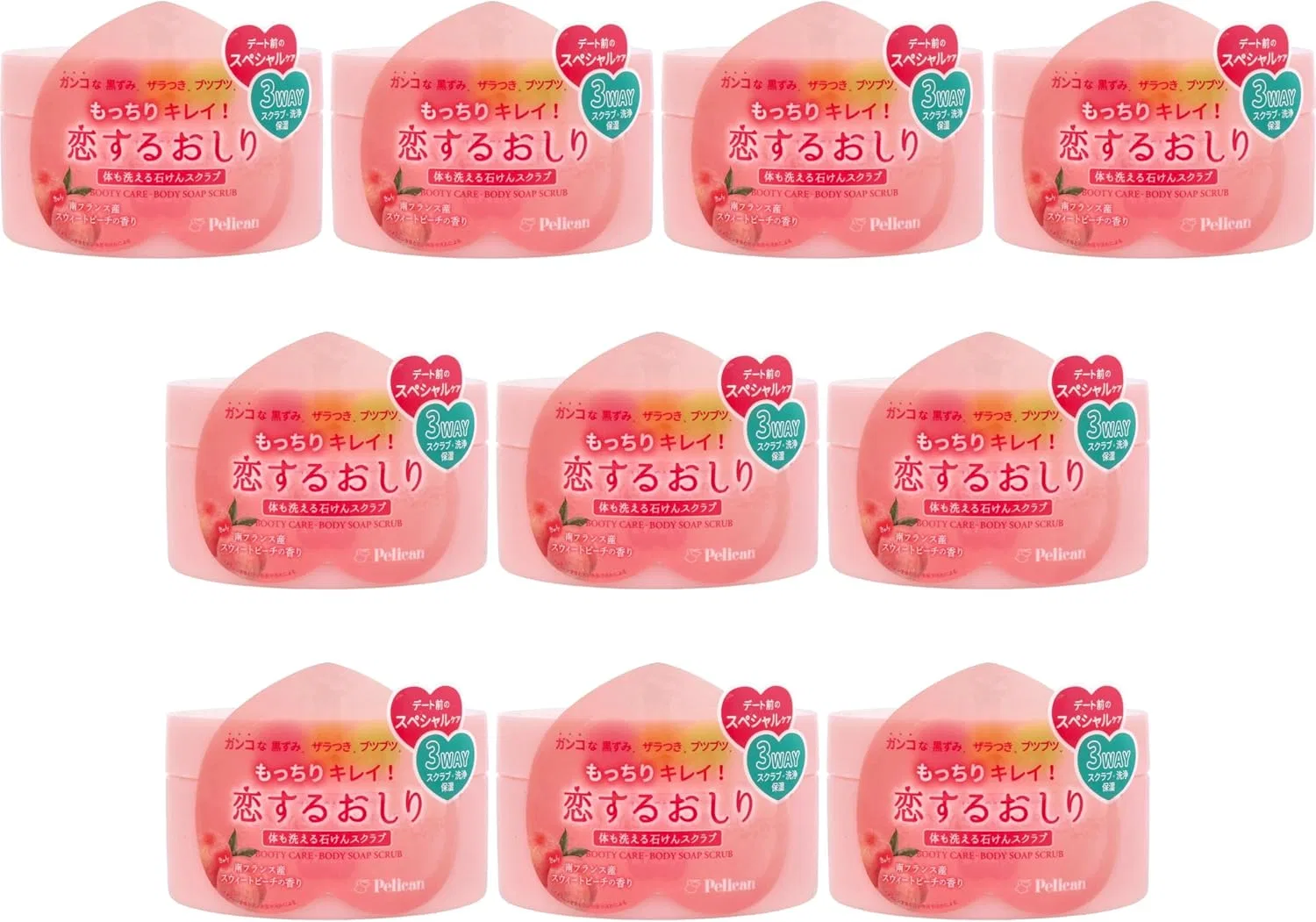 Скраб-мыло для тела Love Butt Washable, персик, 180 г, 10 шт