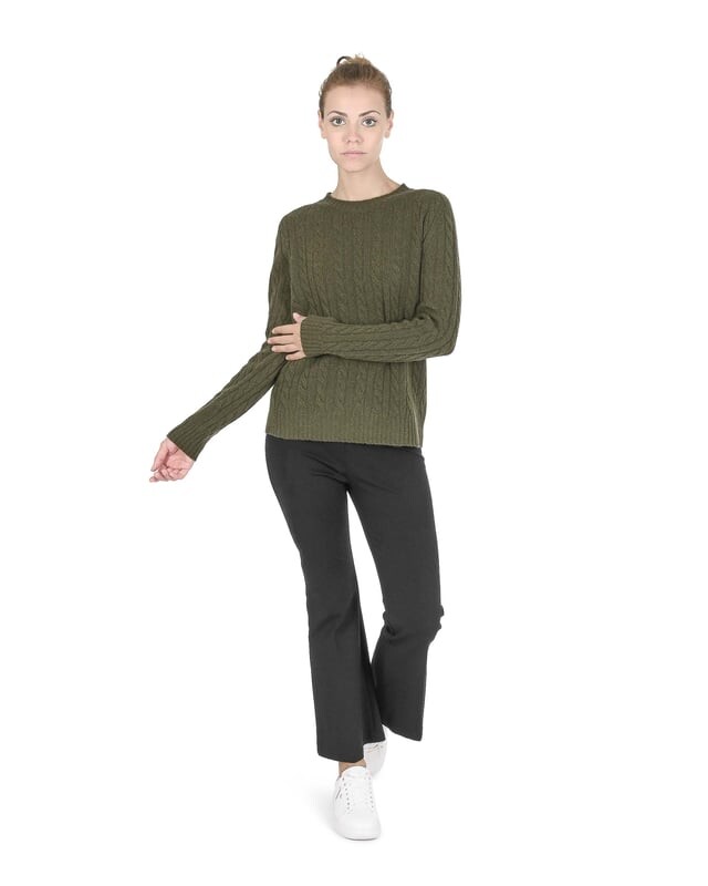 

Женский свитер с круглым вырезом coe 0033 Crown Of Edinburgh Cashmere, хаки