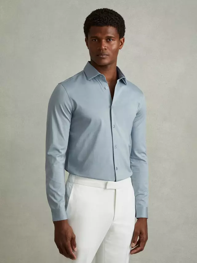 

Рубашка Reiss King Mercerised Cotton Jersey, цвет soft/blue
