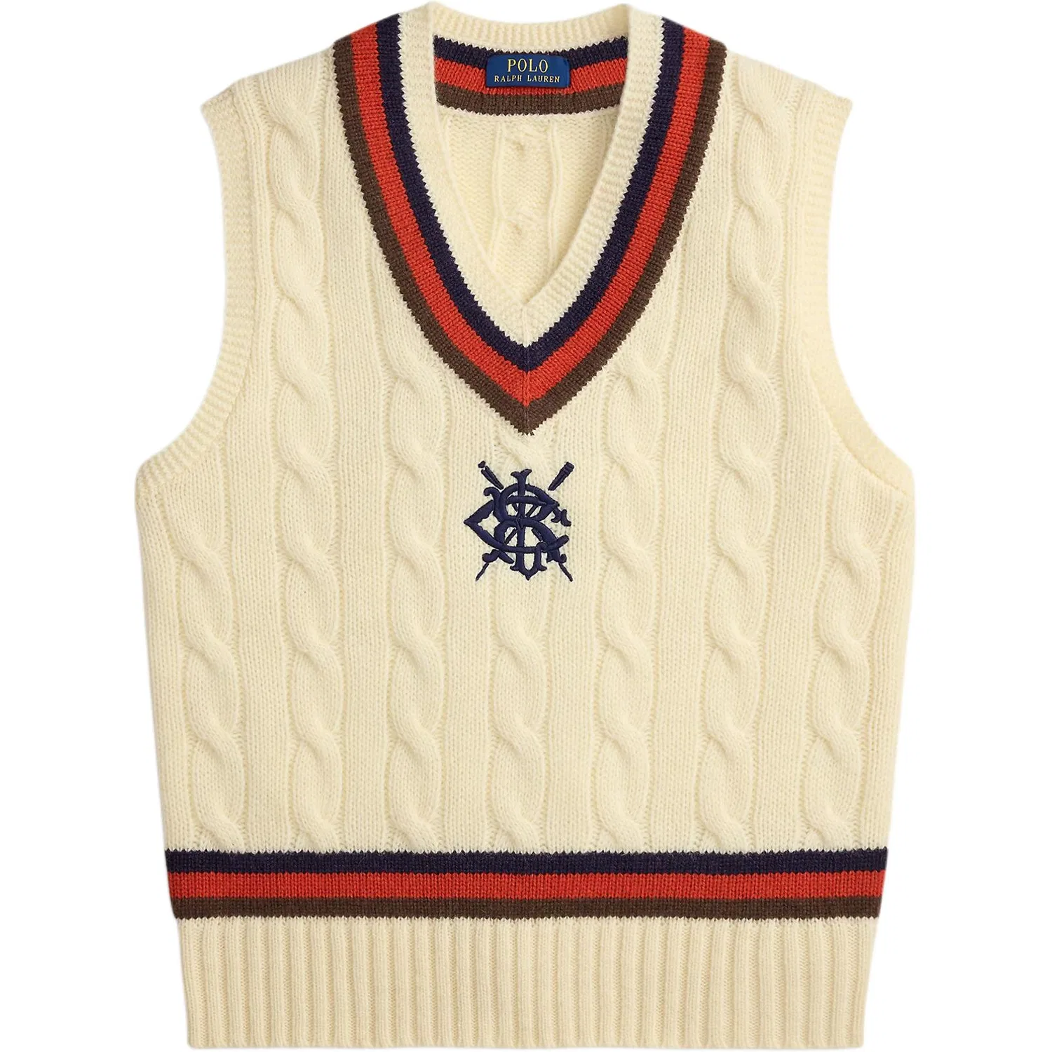 Вязаная жилетка с V-образным вырезом Polo Ralph Lauren Beige